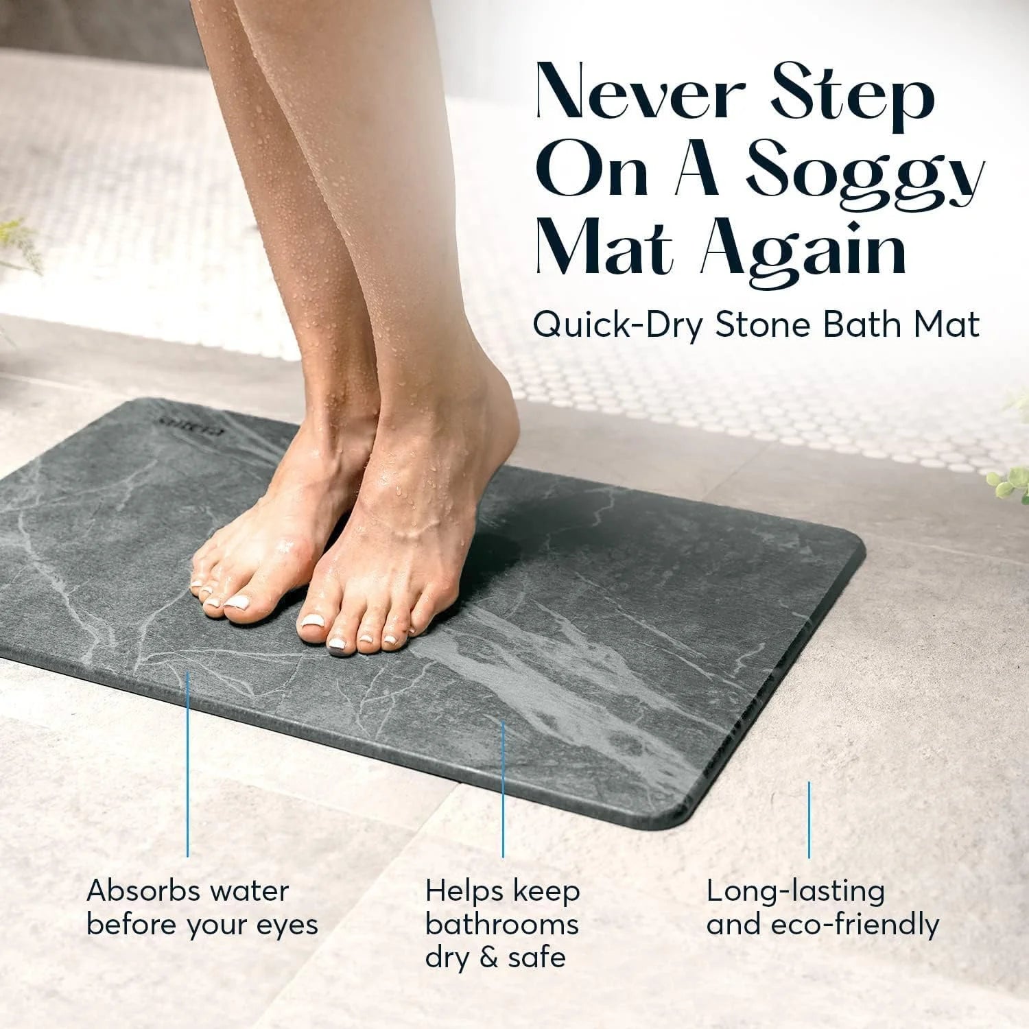 Quick-Dry Stone Bath Mat - Diatomaceous Earth - Latest Technology